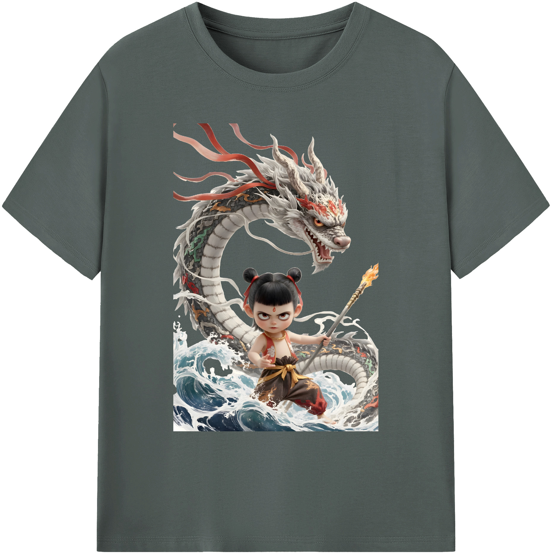 （画像用） Ne Zha 2 ナタ 魔童の大暴れ 綿100％ メンズ半袖Tシャツ｜肌触りやわらか＆通気性
